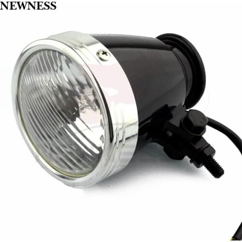 4" Mini Chrome Light Ring Black H4 55W Headlight Headlamp Motorbiker Motorcycle For Honda Yamaha Suzuki Kawasaki BMW