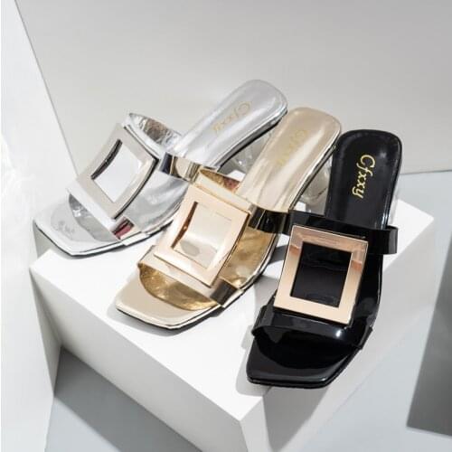 Fashion Women Shoes Square Transparent Heel Women Sandals Thick Heel Women Slippers Outdoor Casual Women Beach Shoes