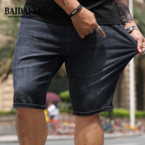 Oversized 48 50 52 Mens Loose Jeans Shorts 2021 Summer New Arrivals Mens Classic Balck Relaxed Fit Cotton Denim Short
