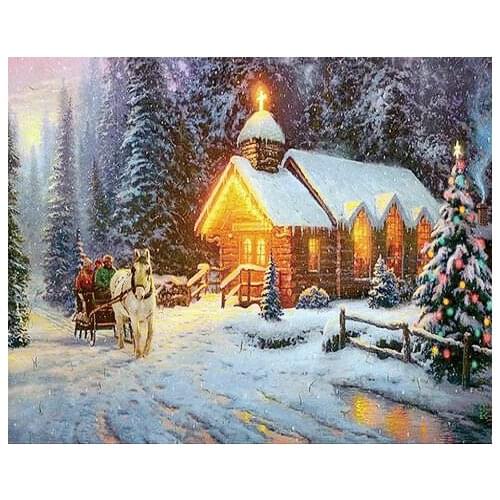 14/16/18/27/28 Top Quality Beautiful Counted Cross Stitch Kit Abstraction Beauty and Grape scenery snow house Christmas