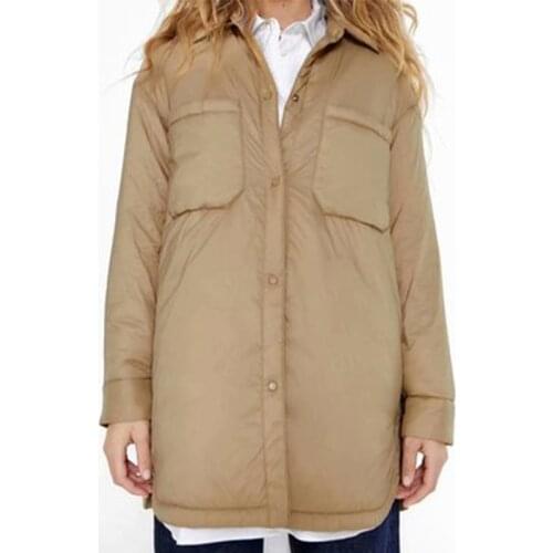 2020 New Autumn Winter Warm Cotton Jacket Coat Women Vintage Khaki Long Outwear Female Oversize Solid Overcoats Loose Parkas Top