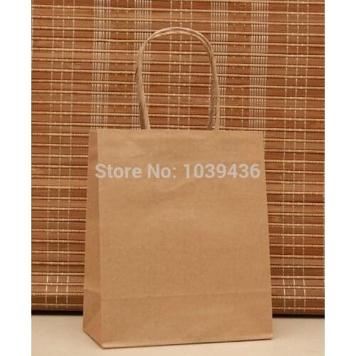 18x15x8cm 50pcs/lot Brown Paper Hand Carry Bags Recyclable Gift Jewelry Packaging Shopping Bags For Boutique