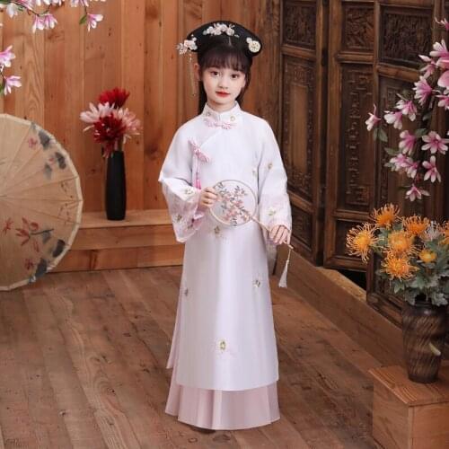 Cute Girls Perform Dress New Year Gift Kids Party Costume Children Chinese Qing Dynasty Cheongsam New Year Dress Cosplay