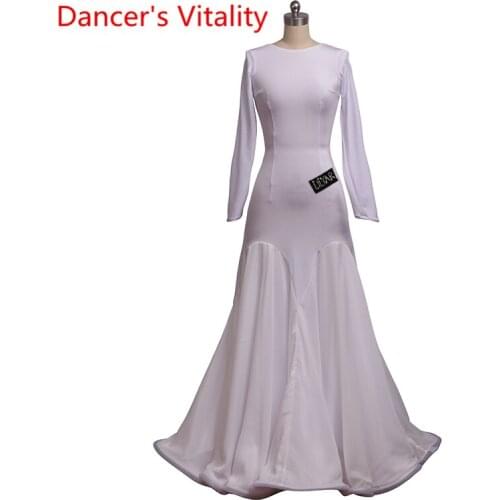 Waltz Competition Dress Female Adult Custom Long-sleeved Sequined Dance Skirt Ballroom Dance Professional Performance Clothing