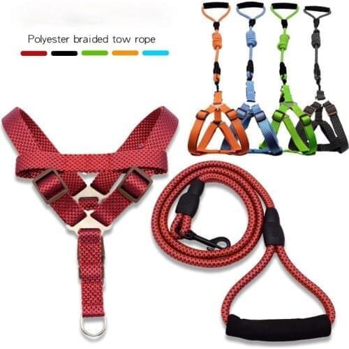 Dog Cat Collar Harness Walking Lead Leash and Adjustable Pet Traction Harness Belt for Small Medium Dog