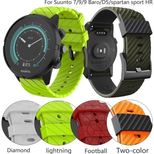 24mm Wristband For Suunto 7/Suunto 9 Baro Replacement Soft Silicone Sports Watch Strap Watch Band For spartan sport wrist hr/D5
