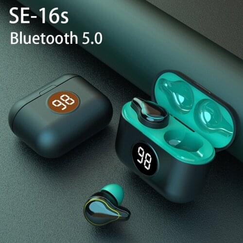 SE-16s True Wireless Bluetooth Earphones TWS Stereo Earbuds Bass Sound Headphones Headset with Mic Charging CaseBluetooth 5.0