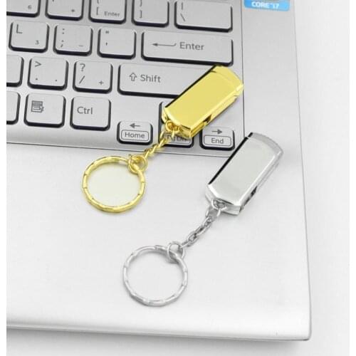 Silver/Gold Pendrive Metal Key Chain USB Flash Drive 128GB 64GB32G 16G 8G Pen Drive High Speed USB Stick Real Capacity USB Flash