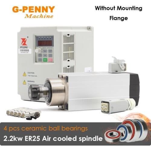 New Arrival! high accuracy 0.01mm 2.2kw 220v air cooled spindle ER25 air cooling Ceramic ball barings & 2.2kw Inverter/VFD