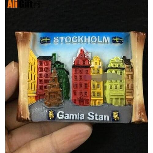 Sweden Stockholm Tourism Memorial Refrigerator Magnet Resin 3D Fridge Magnet Sticker Travel Souvenir Kitchen Home Decoration