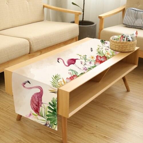 Nordic Table Runners Animal Plants Printed Christmas Table Runner Cotton Linen Table Cover Birds Cactus Table Cloth Creative