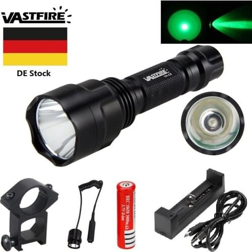 C8 LED Flashlight 1 lighting modes Green light Led Torch for Night Riding Camping Hiking Hunting & Indoor Activities Use 18650