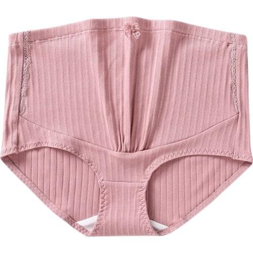 High-waist Maternity Lace Panties Pregnant Women Belly Underpants Pregnancy Briefs Ladies Lingerie Breathable Clothes Pink Gray