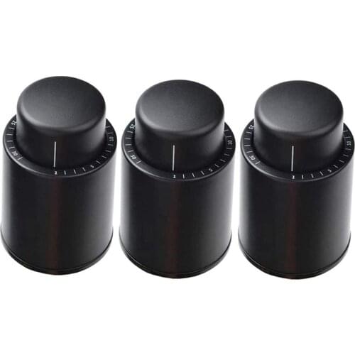 Wine Bottle Stopper Vacuum Wine Preserver 3 Pack, Reusable Wine Corks Champagne Stoppers with Time Scale Keep Wine Fresh