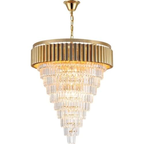 Revolving staircase lamp long chandelier modern minimalist living room bedroom dining hall corridor aisle metal crystal lamp