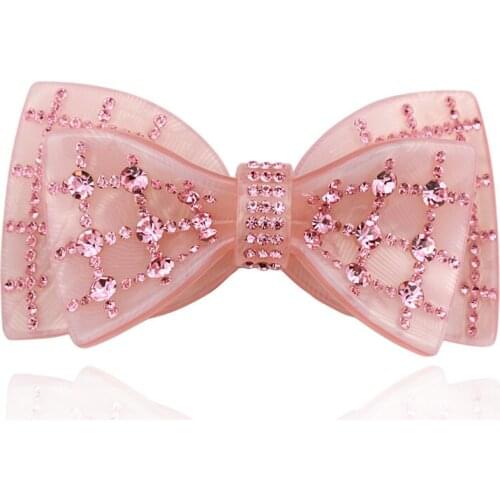 Vintage Butterfly Hair Clip Barrette for Women Lady Rhinestone Cellulose Acetate Hair Accessory Jewelry Ornament for Tiara Wear