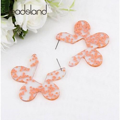 Beadsland Acetic Acrylic Hoop Earrings Fashion Flower Containing Sequins Elegent Design Women Girls Dancing Party Gift 40023
