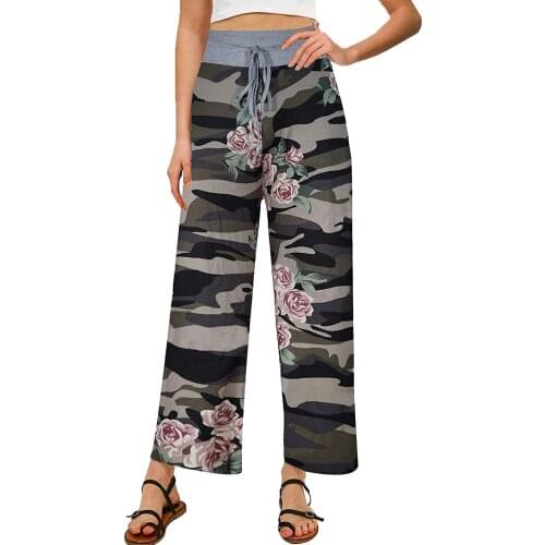 Y2k Camouflage Print Straight Pants Capri Pants Women Harajuku Baggy High Waist Casual Vintage Korean Style Female 2021 New