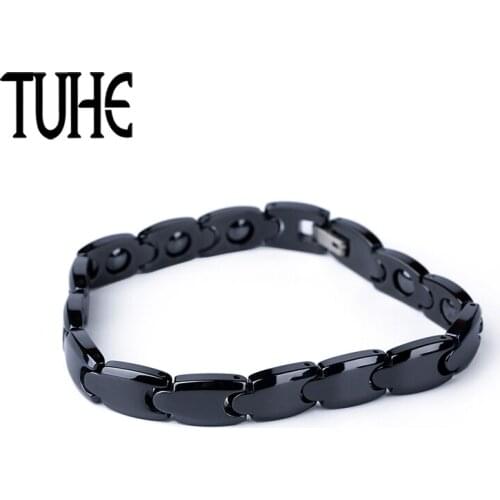 2018 New Smooth Black Ceramic Bracelet Healthy Magnetic Germanium Bracelets & Bangles For Women Fashion Classic Style Jewelry