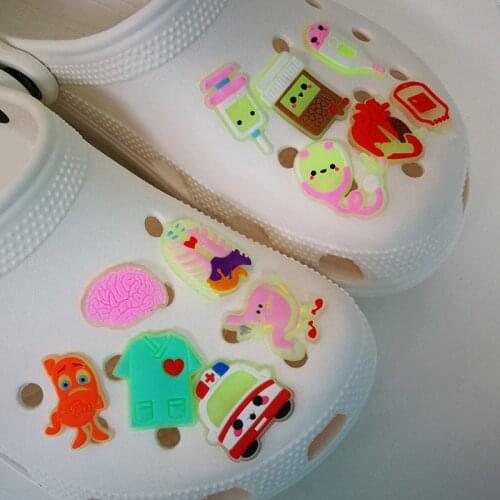 1pcs Medical supplies Glow PVC Shoe Charms in the dark Shoe Decoration Accessories Jibitz for croc clogs shoes promotional gift