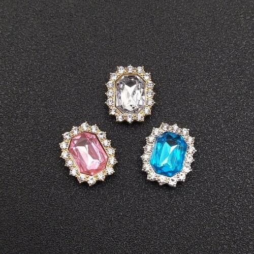 10Pieces/Lot 17.5*21.5mm Metal Rhinestone Buttons Decorative Accessories Apparel Sewing DIY Jewelry Making