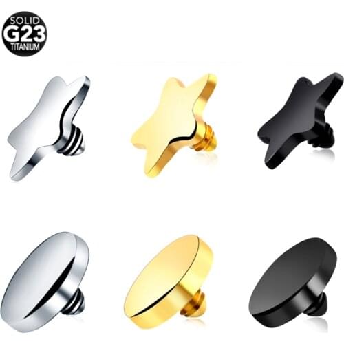 3pcs/lot G23 Titanium Micro Dermal Anchor Top 4mm Round&Star Skin Diver Implants Jewelled Sexy Dermal Piercing Body Jewelry