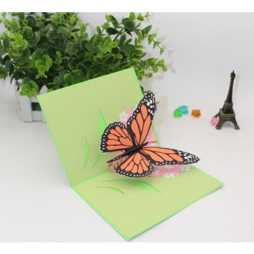 3D Laser Cut Handmade Colorful Butterfly Paper Invitation Greeting Cards + Envelope Mothers Day Kids Girlfriend Birthday Gift