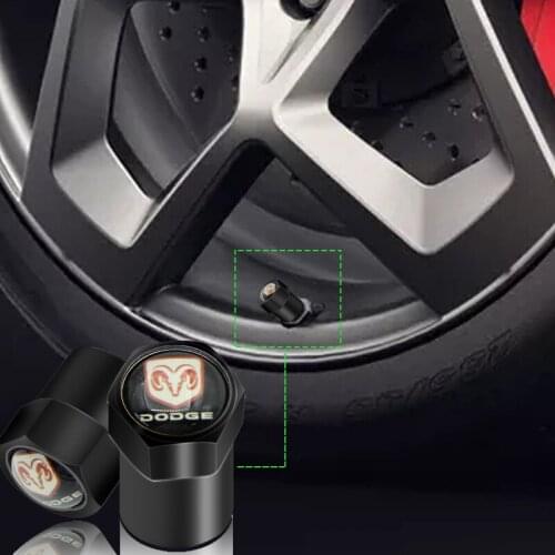 4pcs Metal Auto Wheel Tire Parts Valve Stem Caps Cover Cap For Dodge Challenger RAM 1500 Charger Avenger Caliber Nitro Car goods