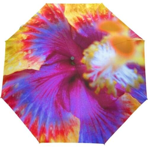 Oil-painting Flowers Printed Automatic Umbrella Three Folding Automatic Umbrella For Business Men Women Cars Male Rain Umbrellas