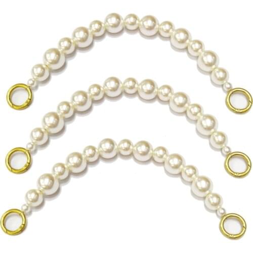 Fashion 24cm 34cm Quality Chain High Brightness Pearl Bag Strap Handle Pendant Portable Short With Diamond Large Bracelet