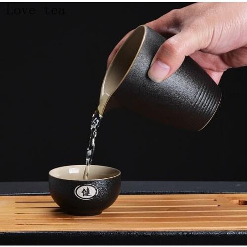 Black pottery characteristic tea leaking cup exquisite ceramic master cup single kung fu tea set creative retro Chinese style