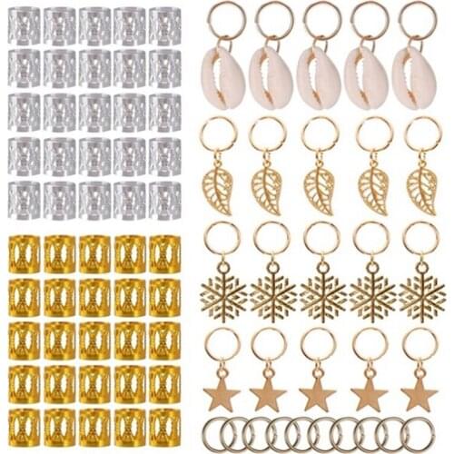 80/100pcs Gold Hair Braid Dreadlocks Beads Hair Leaf Star Diy Hair Clip Hair Cuffs Dread Tube Charm Dreadlock Accessaries