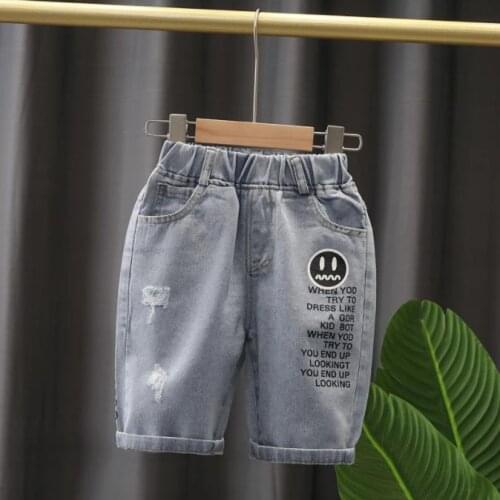 Girls Shorts Children Boys Shorts 2021 Summer Letter Printing Design Kids Casual Denim Shorts For Boys 2-8Years Clothing