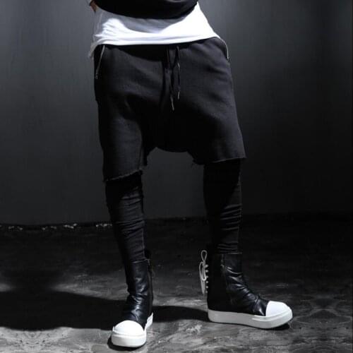 28-46 Personality Alternative Tide Male Spring Fake Two Pieces Of Casual Pants Hair Stylist Low-cut Pants Men Plus Size Leggings