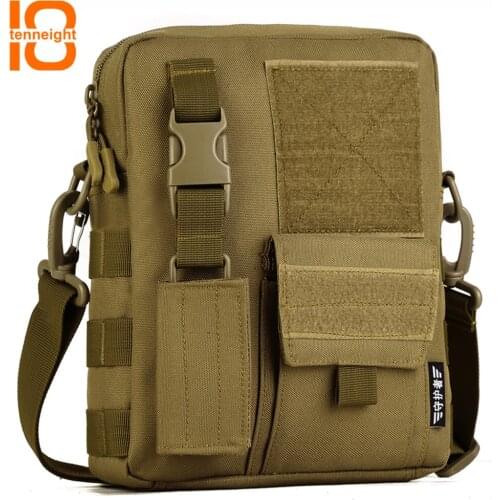 TENNEIGHT Camouflage molle crossbody bag tactical bag men Nylon waterproof 9.7 inch tablet shoulder bag for climbing hiking