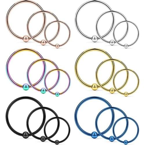 20G 316L Stainless Steel Nose Ring Hoop Cartilage Hoop Septum Piercing 6-10mm 3pcs Women Helix Tragus Lip Nose Body Piercing