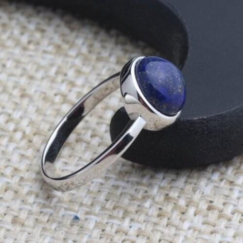 BOCAI New real pure s925 silver jewelry inlaid with lapis lazuli simple and compact fashion woman ring