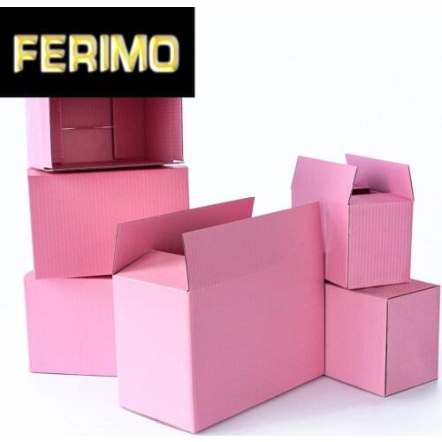 5pcs /10pcs /Pink carton storage gift corrugated paper packaging box trinkets Festival box support customized size printing logo