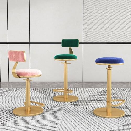 Bar furniture Barstools Nordic lift high Chairs lightluxury iron Spin backrest bar chair front desk counter stool Home furniture