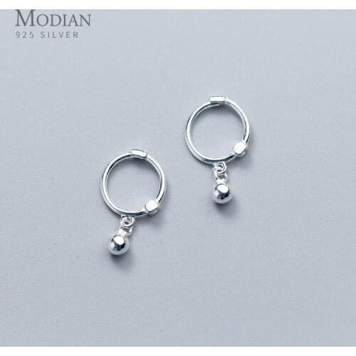 Modian Hot Sale Swing Beads Hoop Earrings Classic Exquisite 925 Sterling Silver Female Jewelry For Women Fashion Party Gift