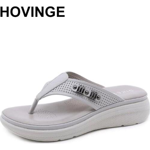 HOVINGESlippers for Women Summer Fashion Comfortable Beach Sandals Female Indoor Wedges Flip Flops Ladies Soft Shoes Large Size