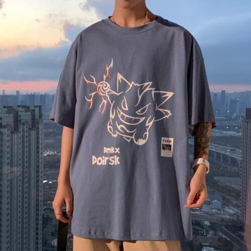 Summer New Printing Short-Sleeved T-shirt Mens Brand Trend Loose Half Sleeve Half-Sleeve Shirt