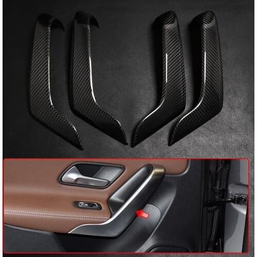 For Mercedes Benz CLA Class C118 CLA180 CLA200 2020 2021 Real Carbon Fiber Car Interior Door Handle Cover ArmRest Strip Trim