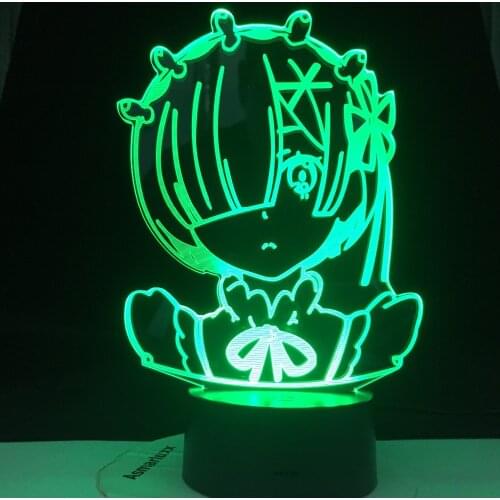 Anime Rem Re Zero Figure Night Light Led Touch Sensor Colors Changing Baby Nightlight for Bedroom Decor Desk 3d Lamp Manga Gift