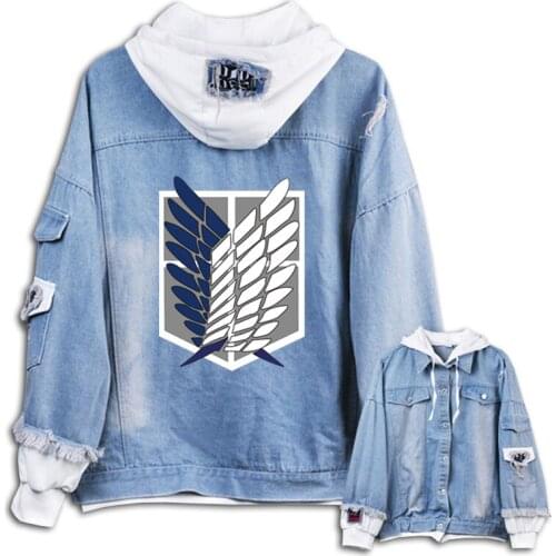 2019 New Attack on Titan hoodie Anime Eren Jaeger clothing Men Women jeans Coat Long-Sleeve denim jacket