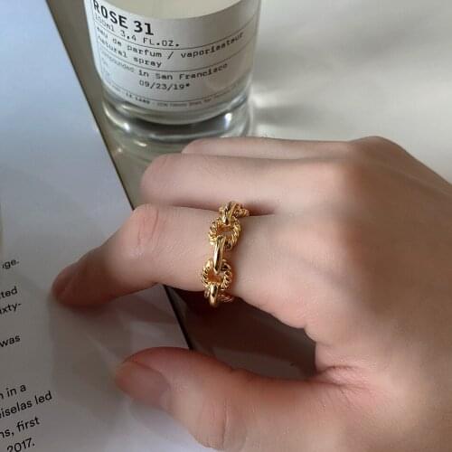 18k gold Authentic 1pc S925 Sterling Silver Jewelry Open Twisted Braid Roped &Line rings Handmade TLJ1309