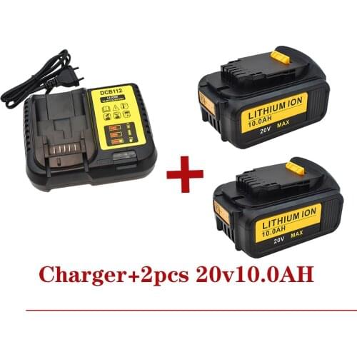 Original 20V 10ah for Dewalt DCB200 Rechargeable Li-ion Battery 20V MAX Replacement for DeWalt DCB205 DCB203 Power+ 3A Charger