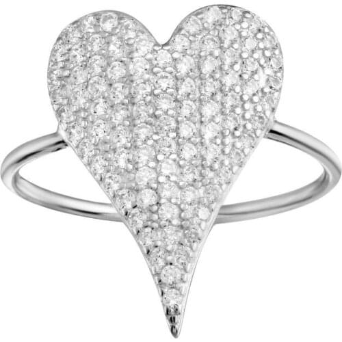 Open Adjusted Sized Fashion Finger Jewelry Micro Pave 5A Cubic Zirconia CZ Sparking Bling Heart Shaped Open Adjust Ring