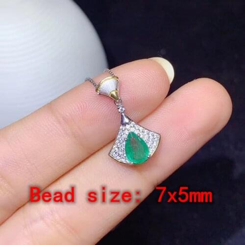 1Pc Natural Emerald stone necklace clavicle chain, noble and elegant full clean body flash 925 silver inlaid gifts for women