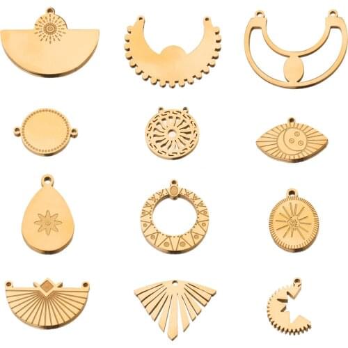 New 5pcs Stainless Steel Teardrop Bohemia Charm Pendants Gold Waterdrop DIY Connectors Dangle Earring Necklace Making Wholesale